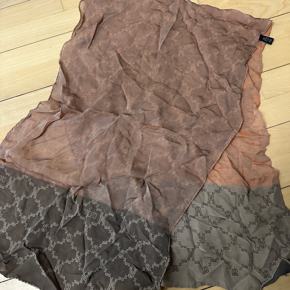 Elegant 100% Silk Croata Brown and Tan Scarf